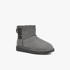 Ugg Classic Mini Rubber Logo Women Classic Boots Grey (4016HWVXJ)